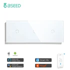 Bseed бренд Smart Wifi сенсорный выключатель 3 Gang ЕС Стандартный сенсорный Сенсор переключатель черный, белый цвет со стеклом Панель 228 мм работа с Tuya