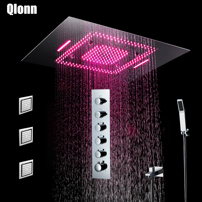 Дождевая насадка для душа Mist со светодиодный Ной подсветкой термостатический