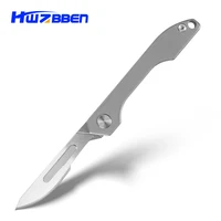 hwzbben titanium alloy scalpel edc knife folding open box knife with 10pcs no 24 blades carving utility letter tools knife