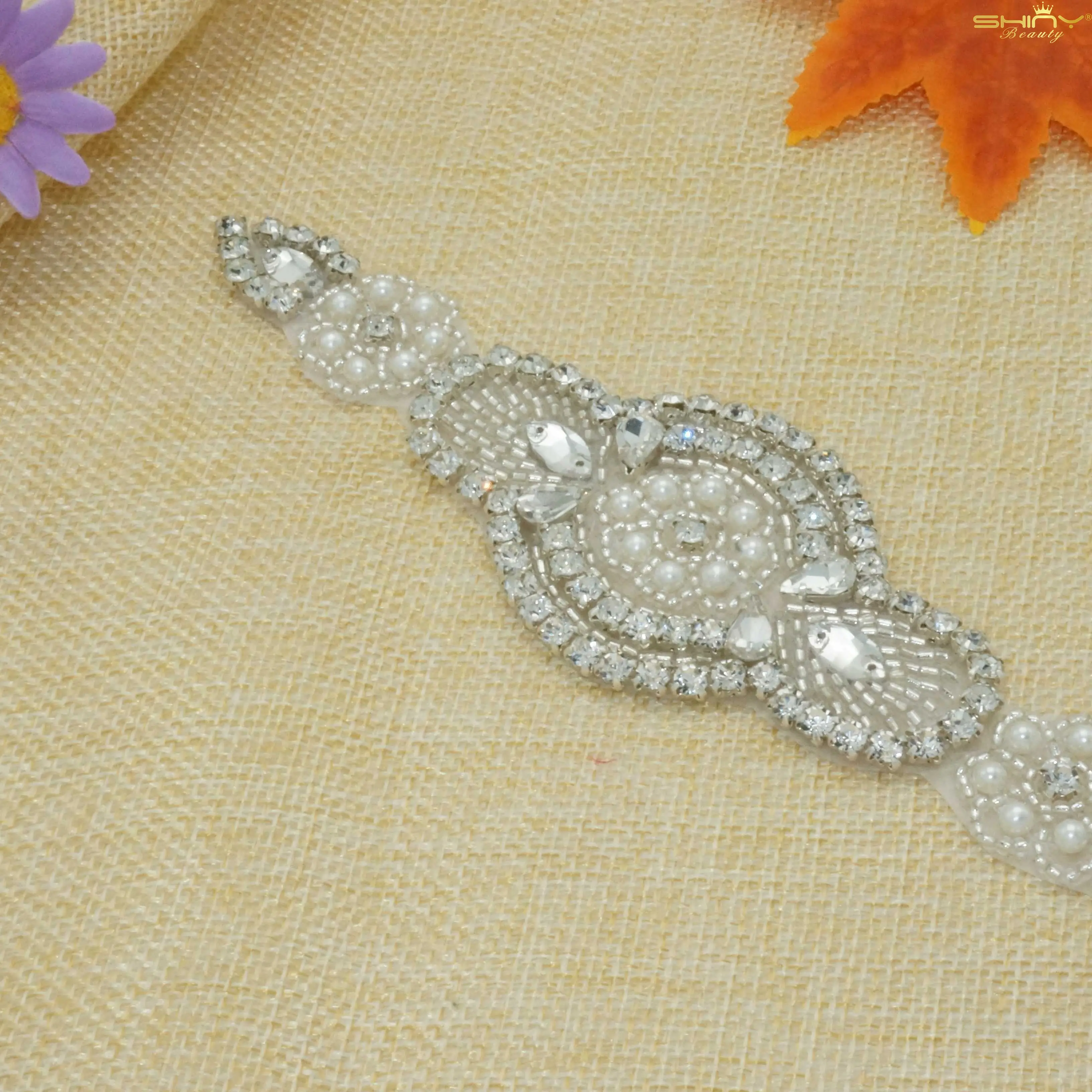 Роскошные стразы аппликация Лента Свадебная со стразами пояс для свадебного