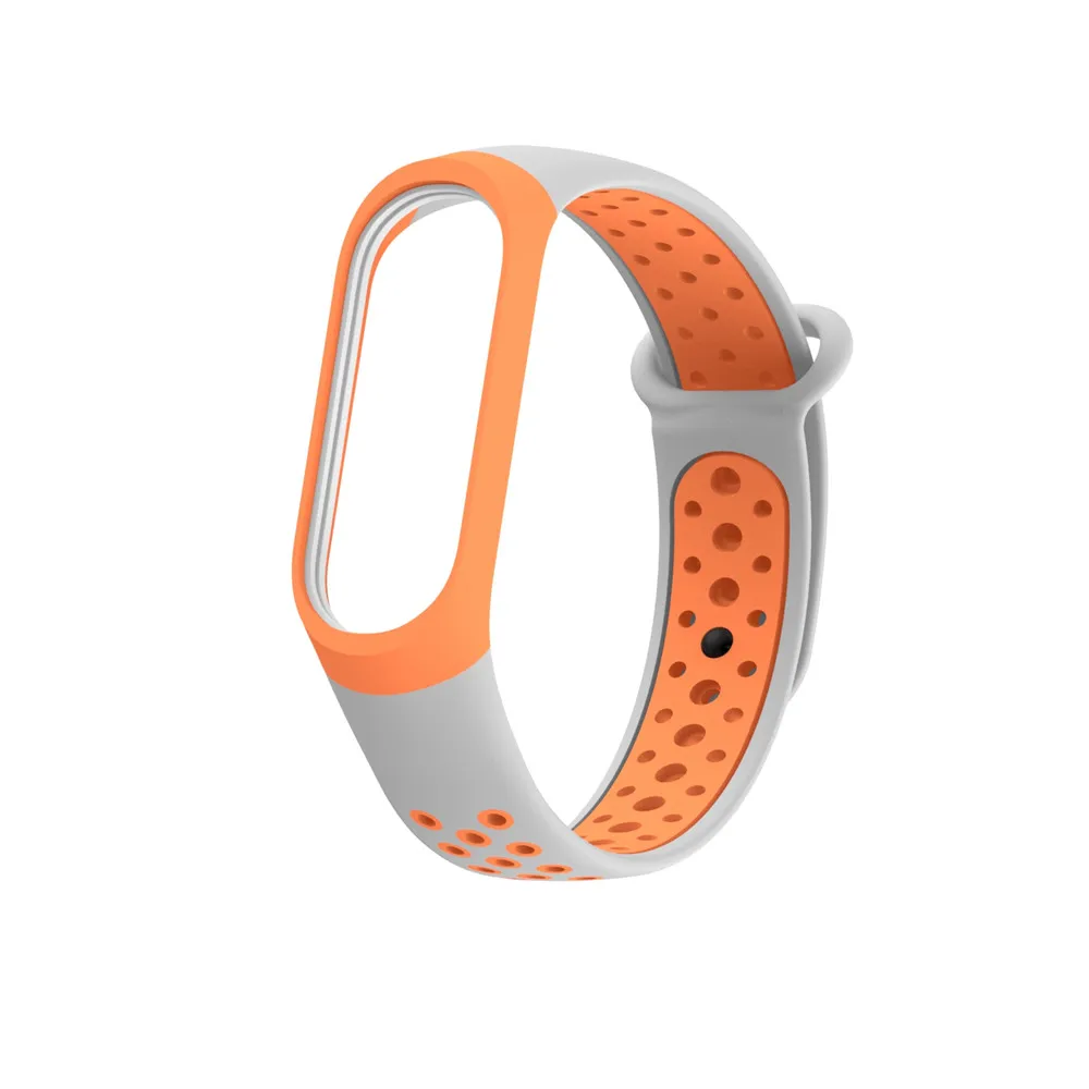 gray Orange Для mi Band 3 4 ремешок Спортивные Силиконовые часы наручные браслет mi band 3 ремешок аксессуары браслет Смарт для Xiaomi mi 3 4 ремешок - Цвет: gray Orange