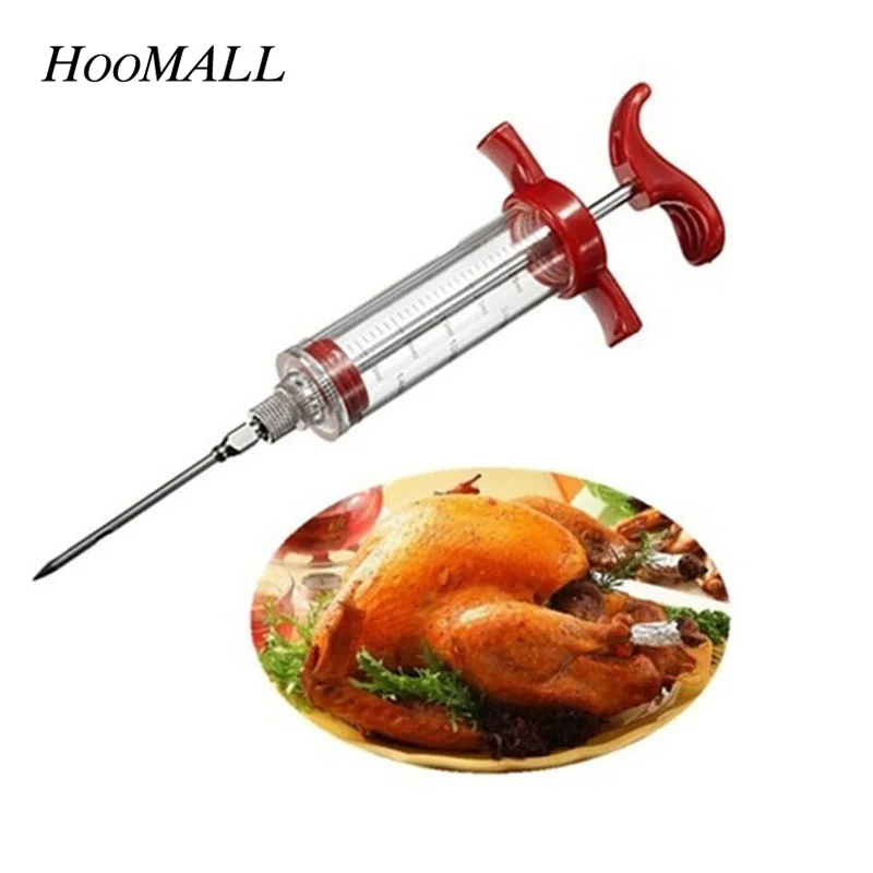 Stainless Steel Needles Spice Syringe Marinade Poultry Turkey Chicken BBQ Tool Injector Flavor Cooking Meat | Дом и сад