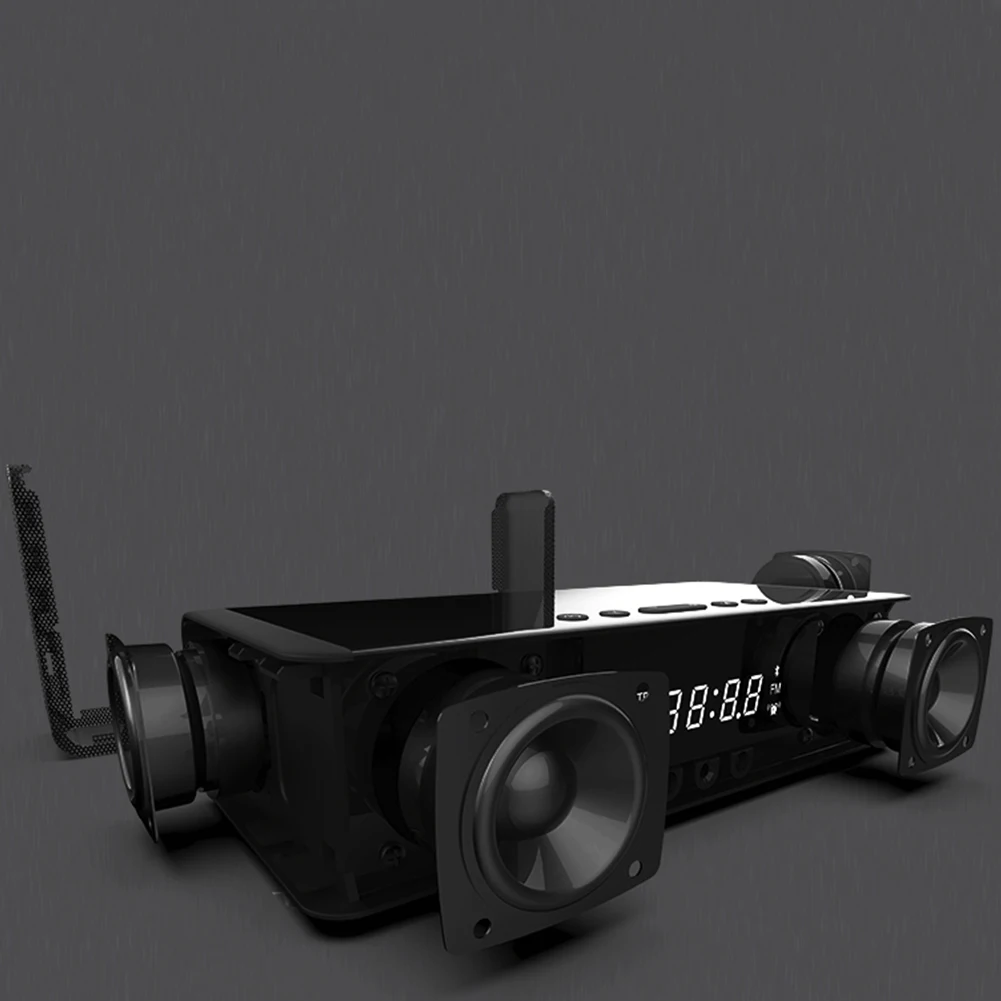 

Stereo Plastic Bluetooth Speaker Audio LED Display Home Alarm Clock Remote Control Portable Theater Wireless Charging Digital