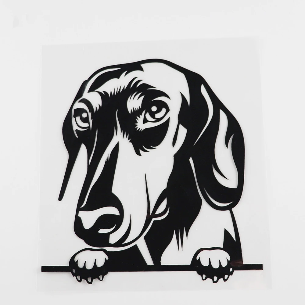 

JuYouHui Exterior Accessories Decal Dachshund Car Sticker Peeking Dog Vinyl Car Decals Black/white