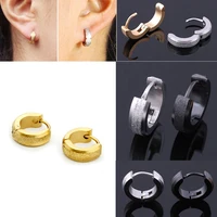 punk rock 316l stainless steel scrub hoop huggie earrings silver black round small circle stud earring for women men jewelry