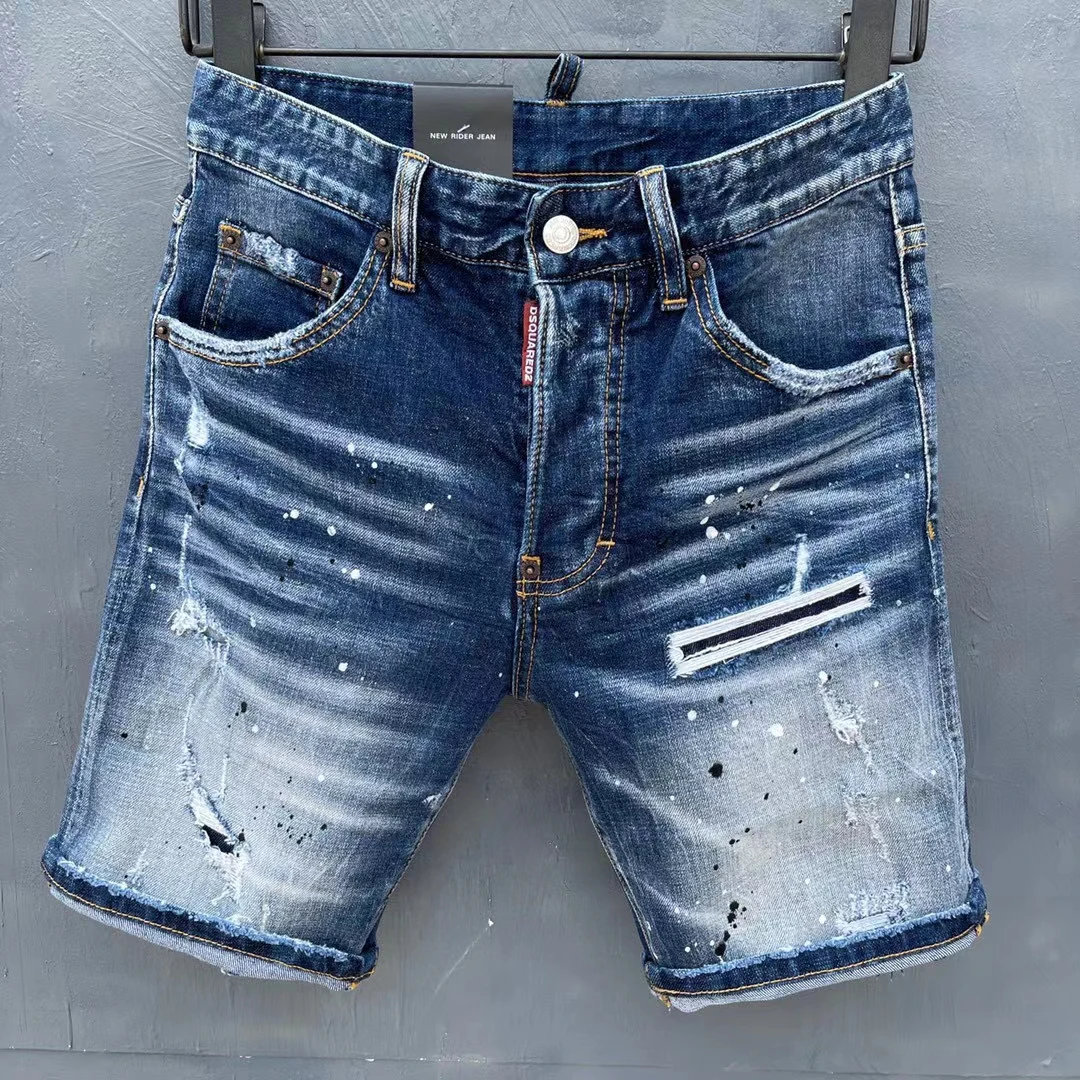

2021 Summer DSQUARED2 Ripped Denim Shorts Trend cCasual Straight Five-Point Pants D9130