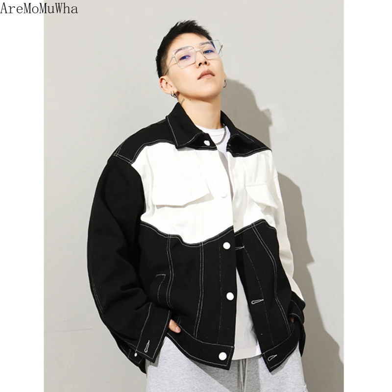 

Джинсовая куртка для мальчиков на весну 2021, красивая Повседневная Свободная куртка в стиле хип-хоп, модная мужская куртка в Корейском стиле