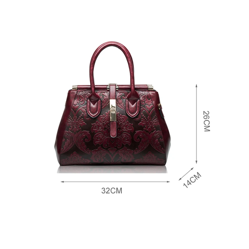 

Genuine Leather Printing Grain Luxury Handbags 2021 Vintage Elegant Designer Large Capacity Tote Famous Shoulder Crossbody Bags