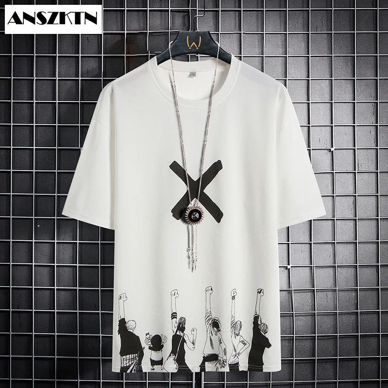 

ANSZKTN Men Half Sleeve T Shirt 2021 Summer High Quality Top Classic Brand Fashion Tees Clothes Plus Size M-5XL O NECK Tee shirt