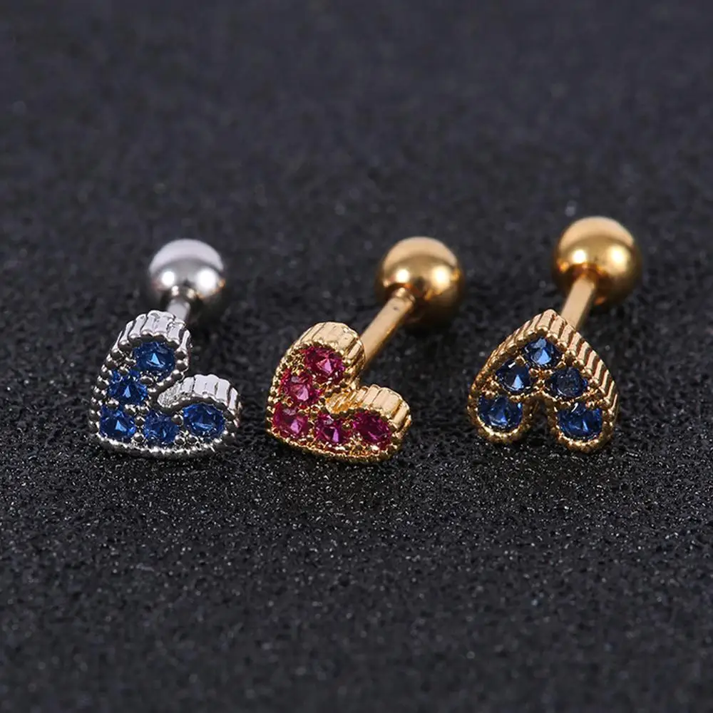 Ear Bone Nails Heart Shaped Mini Earrings for Women Medical Stainless/Titanium Steel Prevent Allergy Stud Party Jewelry | Украшения и