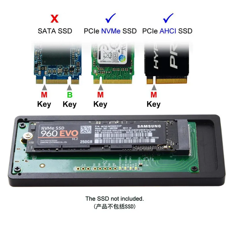 Thunderbolt 3 USB 4 для PCI Express PCI-E до 80 мм NVME NGFF M-key AHCI SSD картридж корпус с Thunderbolt3 Мужской