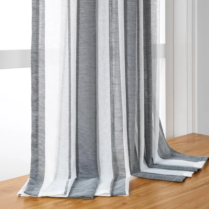 

Modern Simplicity Tulle Curtains for Living Room Gray Striped Bedroom Window Shee Voile Curtains for the Room Hotel Home Decor