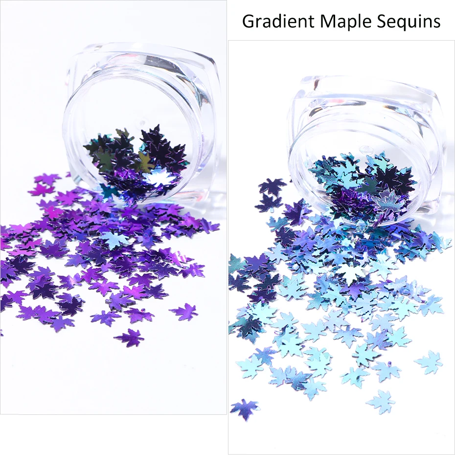 1 коробка Хамелеон Блестки для нейл Арта(искусство украшения ногтей) Градиент кленовый лист ногтей блеск хлопья голографическая многоцветный осень блестка Декор SAFY01-05-2