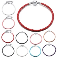 2022 winter colors genuine leather bracelet for women fit original pan charms pulseras men basic chain bangles beads diy jewelry