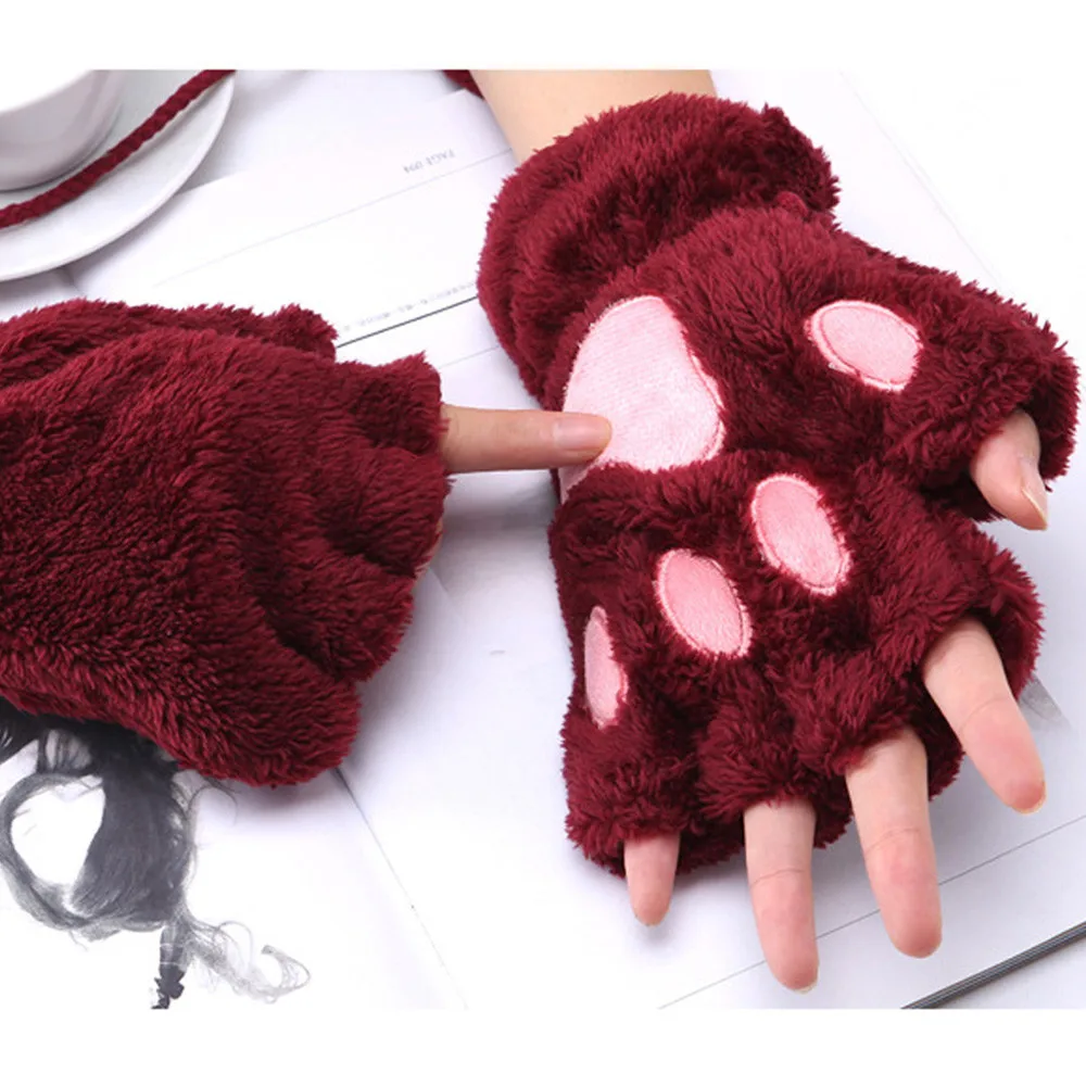 

Women Plus Velvet Thickening Half-finger Flip Keep Warm Gloves High Quality Travel Windproof Guantes