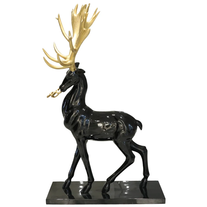 

GY Hotel Lobby Indoor Modern Ornaments Sales Office Villa Fortune FRP Deer Large Floor Sculpture Artwork