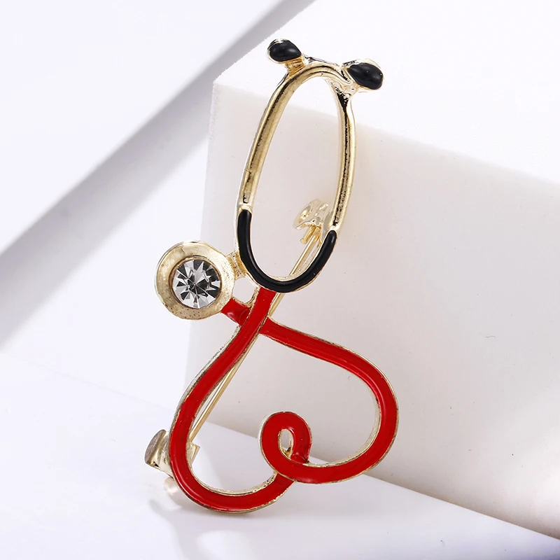 Новое медицинское медицина брошь с застежкой стетоскоп ЭКГ в форме сердца Pin
