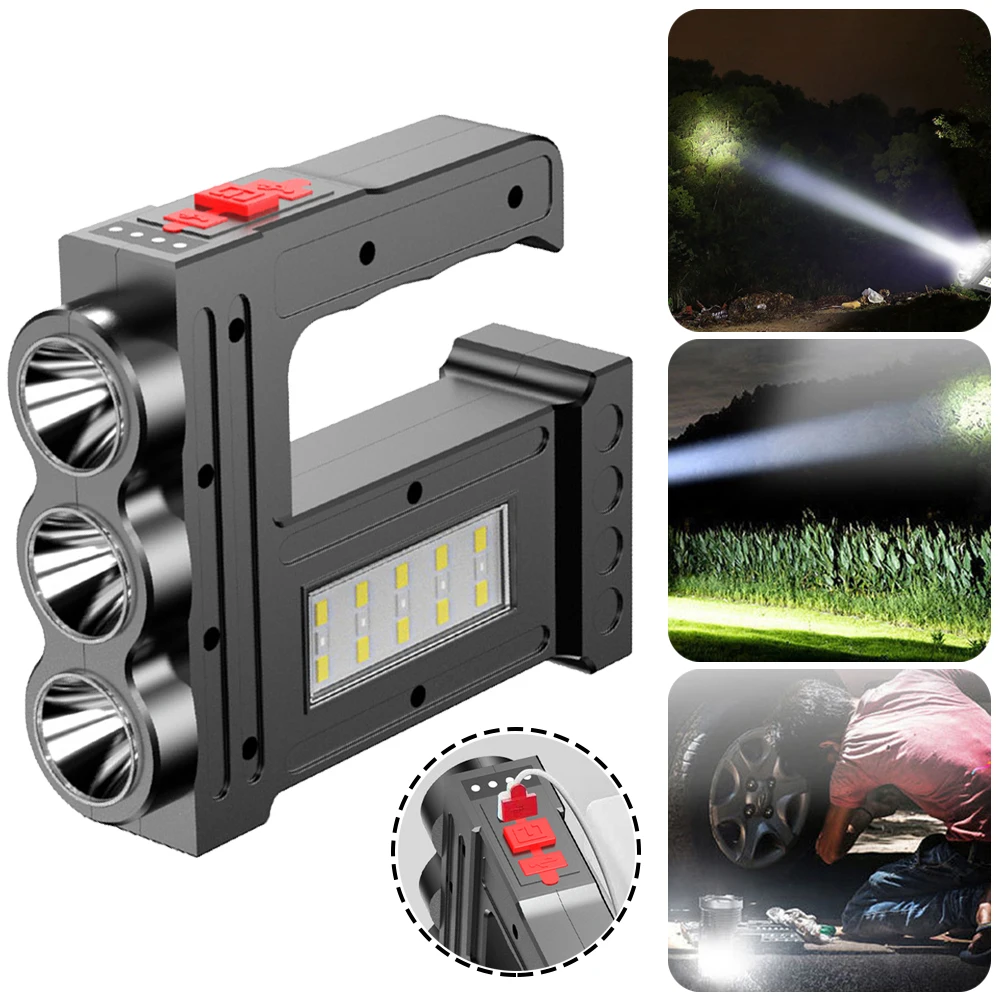 

Handheld Flashlight Rechargeable Waterproof Torch Light with 2 Mode 5 Lightness Control Power Indicator for Outdoor Activities