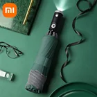 Автоматический зонт Xiaomi со светоотражающей полосой, зонтик со светодиодной подсветкой, складной, инвертированный, 10 ребер, ветрозащитные зонтики