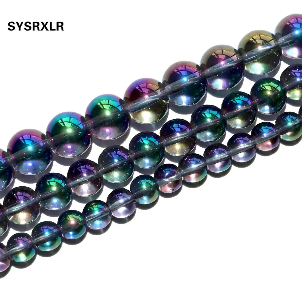 Бесплатная доставка красочные кварцевые Стеклянные круглые бусины из