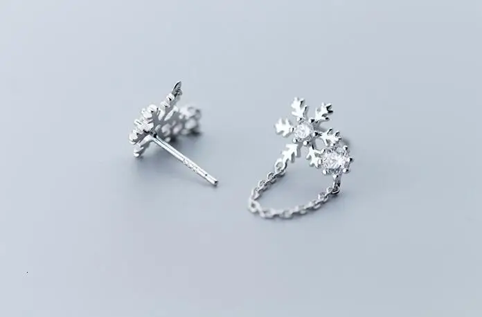 

Real Authentic 100% 925 Sterling Silver Fine Jewelry Snowflake &White Zirconia aaa+ Dangle tassel Earrings gtle2264