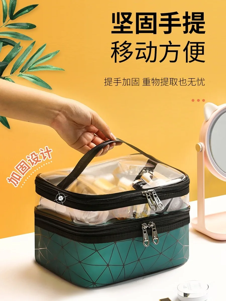 Чехол для макияжа портативная женская сумка большой органайзер прозрачная