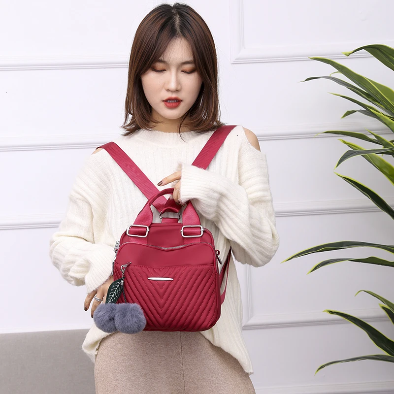 Women Backpack Female Hairball New Shoulder Bag Multi-purpose Casual Fashion Ladies Small Backpack Travel Bag For Girls Backpack