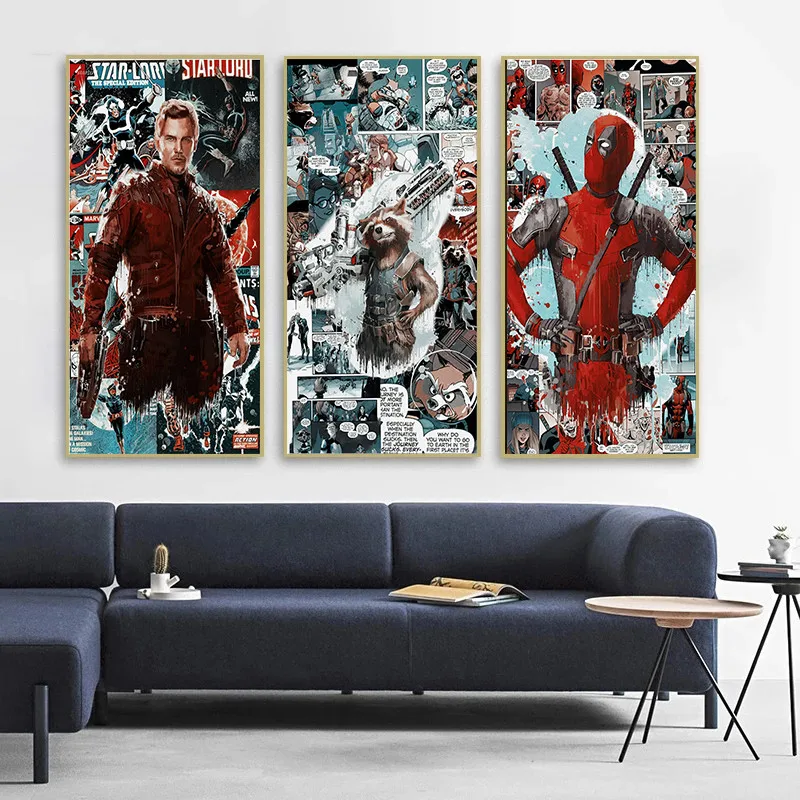 Картина на холсте disney постер из комиксов Marvel Мстители супергерой Дэдпул граффити