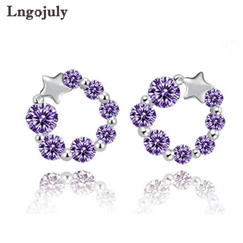 

Серьги женские из серебра 100% пробы со звездой и цирконием