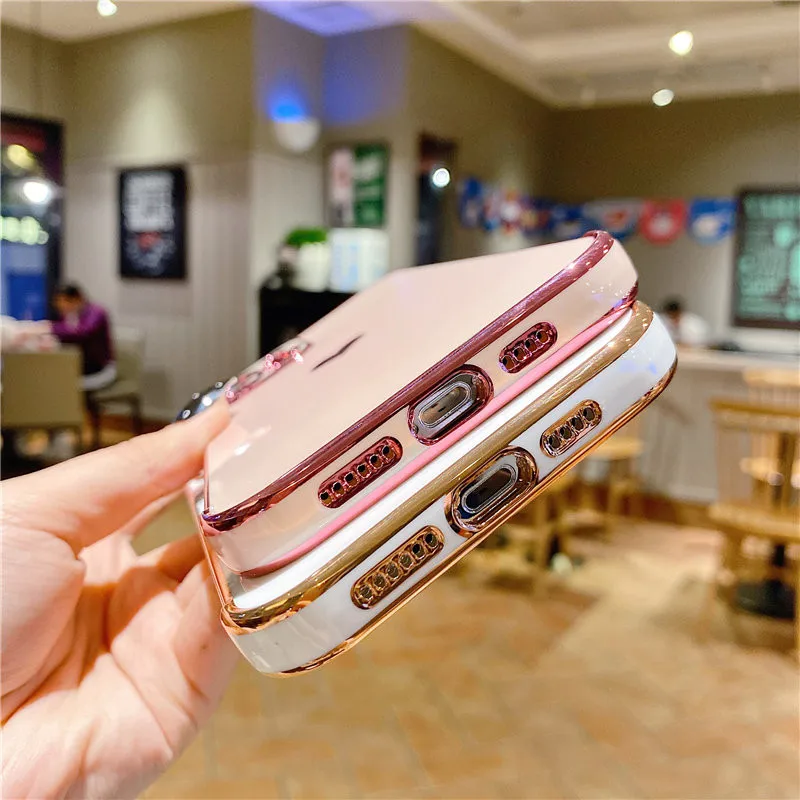 Electroplated Love Heart Phone Case For iPhone 11 12 13 Pro Mini Max X XR XS Max 7 8 Plus SE 2020 Shockproof Protective Cover
