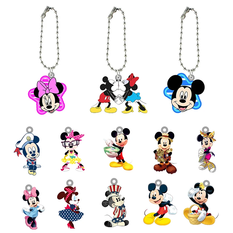 

Disney Colored Ornaments Mickey Mouse Anime Theme Acrylic Doll Fashion Jewelry Schoolbag Buckle Key Chain Accessories