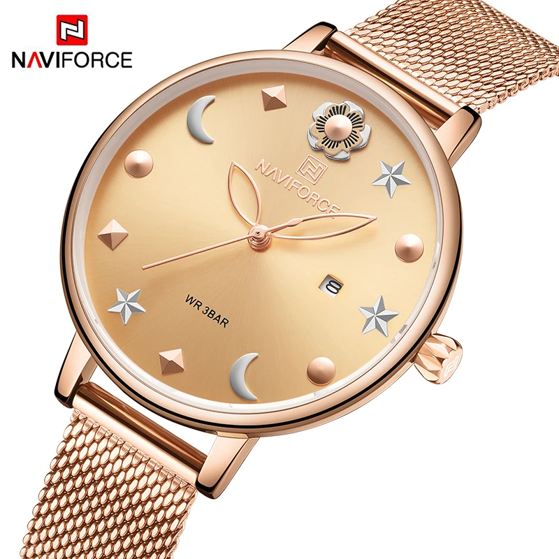 

Топ NAVIFORCE женские часы Брендовые Часы Роскошные Кварцевые водонепроницаемые наручные часы женские модные простые часы relogios feminino