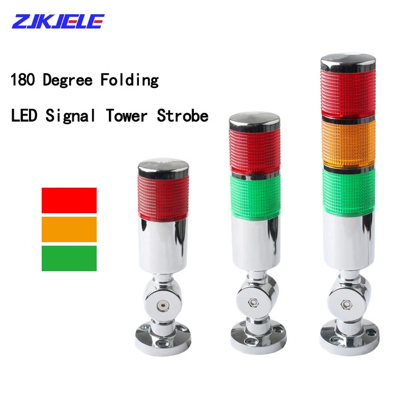 

DC 12V 24V Red Orange Amber Green Tower Warning Light Rotatable 180 Stack Lamp Industrial for CNC Machine Steady Flashing LED