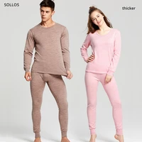 thick 100 wool brushed merino mens thermal set winter clothes for women underwear womens winter clothing men pajamas lingerie