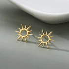 Серьги с дизайном солнце 2021 Мода из нержавеющей стали от солнца серьги-гвоздики для женщин Boho ювелирные изделия винтажные золотые серьги милые аксессуары подарок
