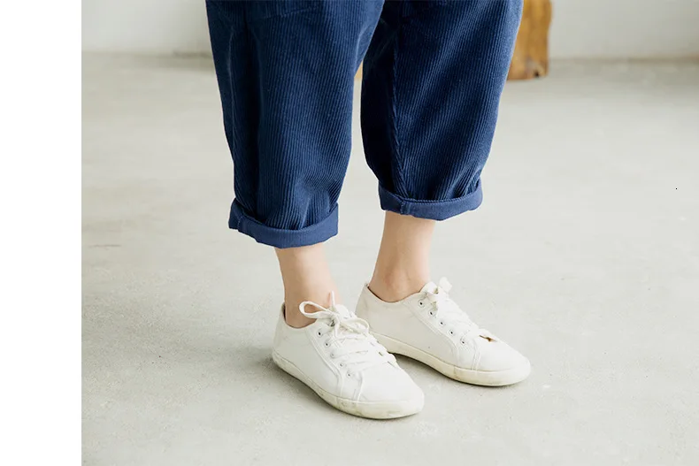 NINI WONDERLAND Corduroy Harem Pants Woman Autumn Low Crotch Ankle Length Pants Elastic Waist Female Loose Trousers Casual
