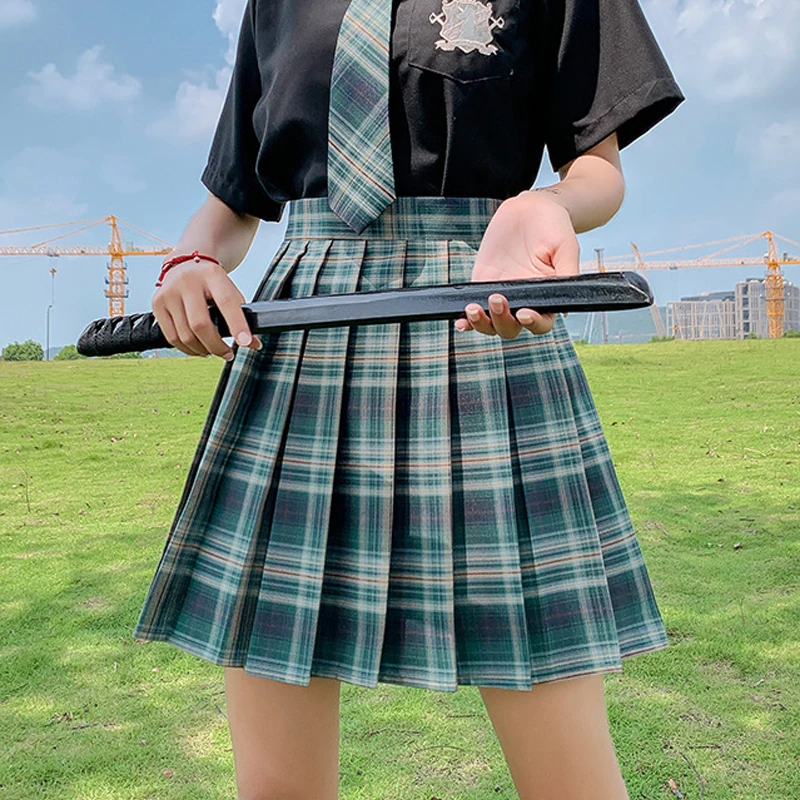

Women Skirts Summer Pleated Skirt Campus Girls Young Lovely High Waisted Plaid Skirt Lady Miniskirts Plus Size