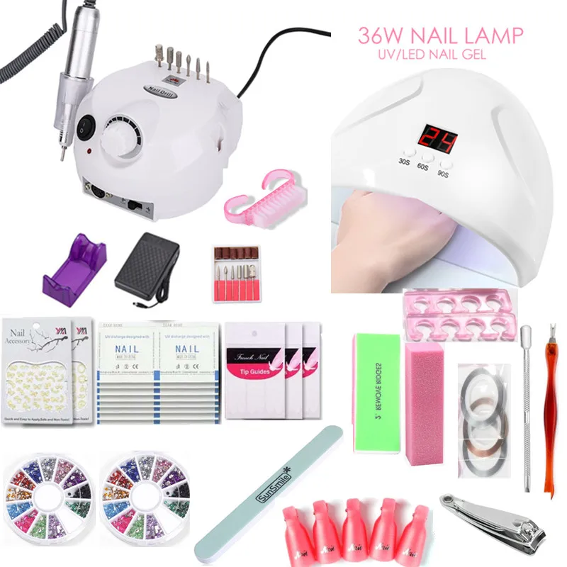 

Nail cover 80w ultraviolet led light for manicure gel 35000 rpm milling machine set kit manicure set manicure tool manicure set