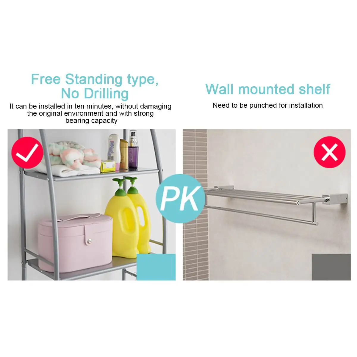 

3 Tier Toilet Towel Storage Rack Holder Over Bathroom Towel Shelf Bathroom Storage Rack Accessories Toilet High Quality Metal
