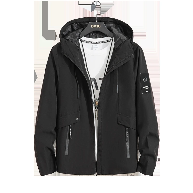 

Куртка-бомбер мужская с длинным рукавом, ветровка в стиле Харадзюку, уличная одежда с капюшоном в стиле хип-хоп, пальто на молнии, осень-весн...