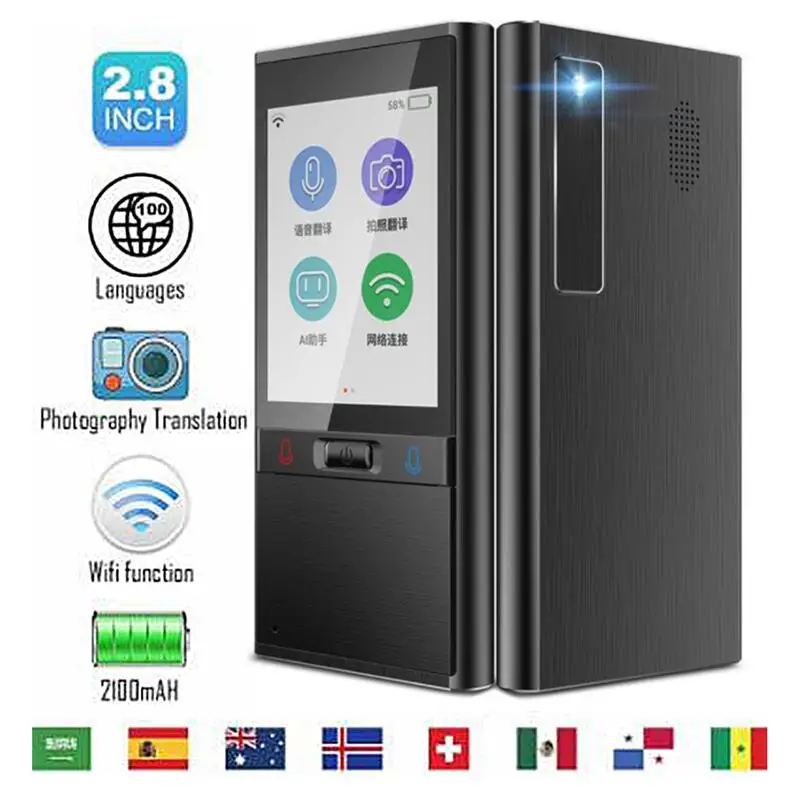 

Умное переводное устройство, сенсорный экран 2,8 дюйма, поддержка фото, Wi-Fi, точность, автономный переводчик на 106 языков для бизнеса и путешес...