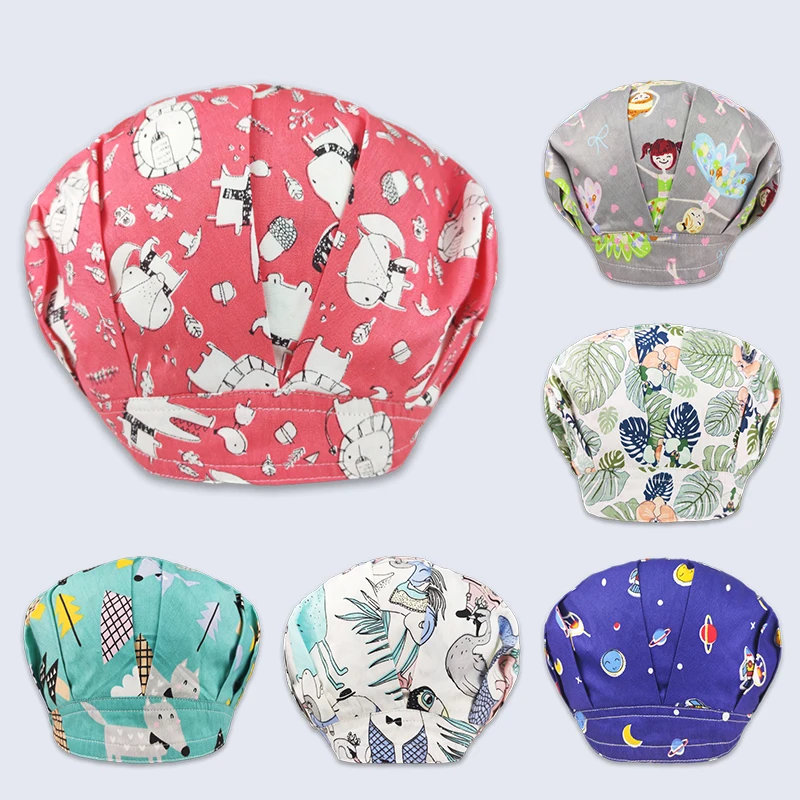 

New Nurse Hat Doctor Surgicals Cap Cotton Cartoon Printing Laboratory Pet Shop Doctor Hat Surgicals Caps Operating Room Hats