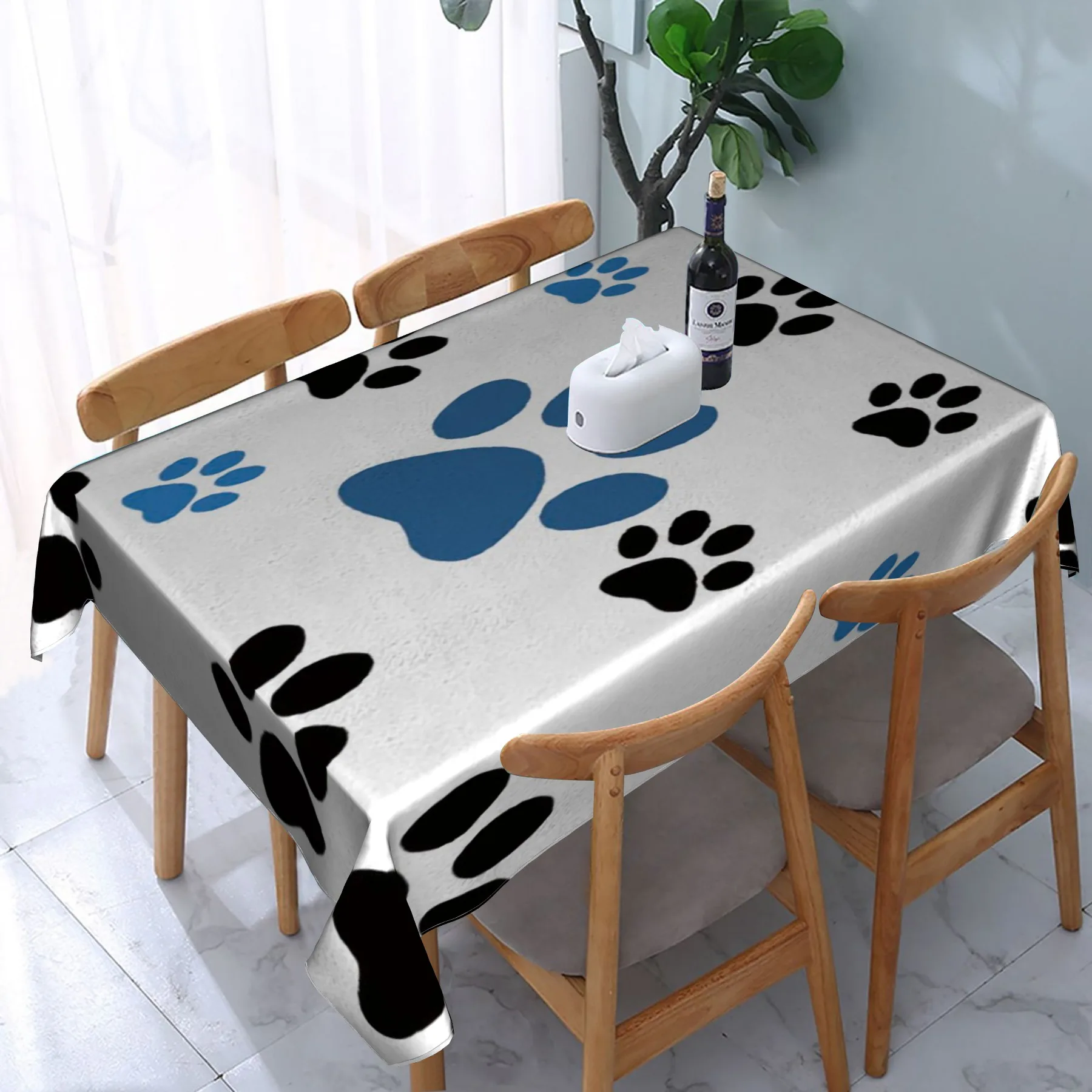 

Puppy foot pattern tablecloth anti-fouling and oil-proof suitable for dining table, coffee table, desk