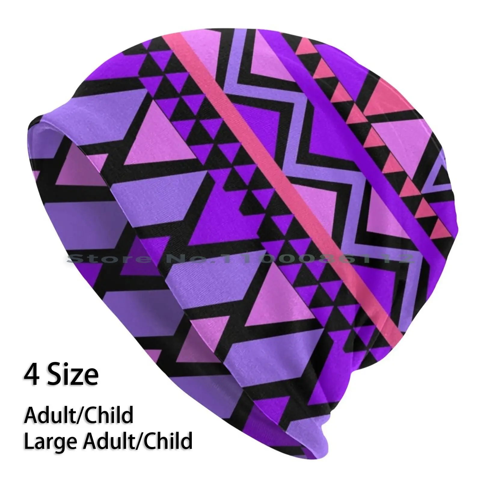 Purple Tribal Pattern Beanies Knit Hat Apron Backpack Tribal Tiki Hawaiian Island Lifestyle Tattoo Pacific Northwest Polynesian