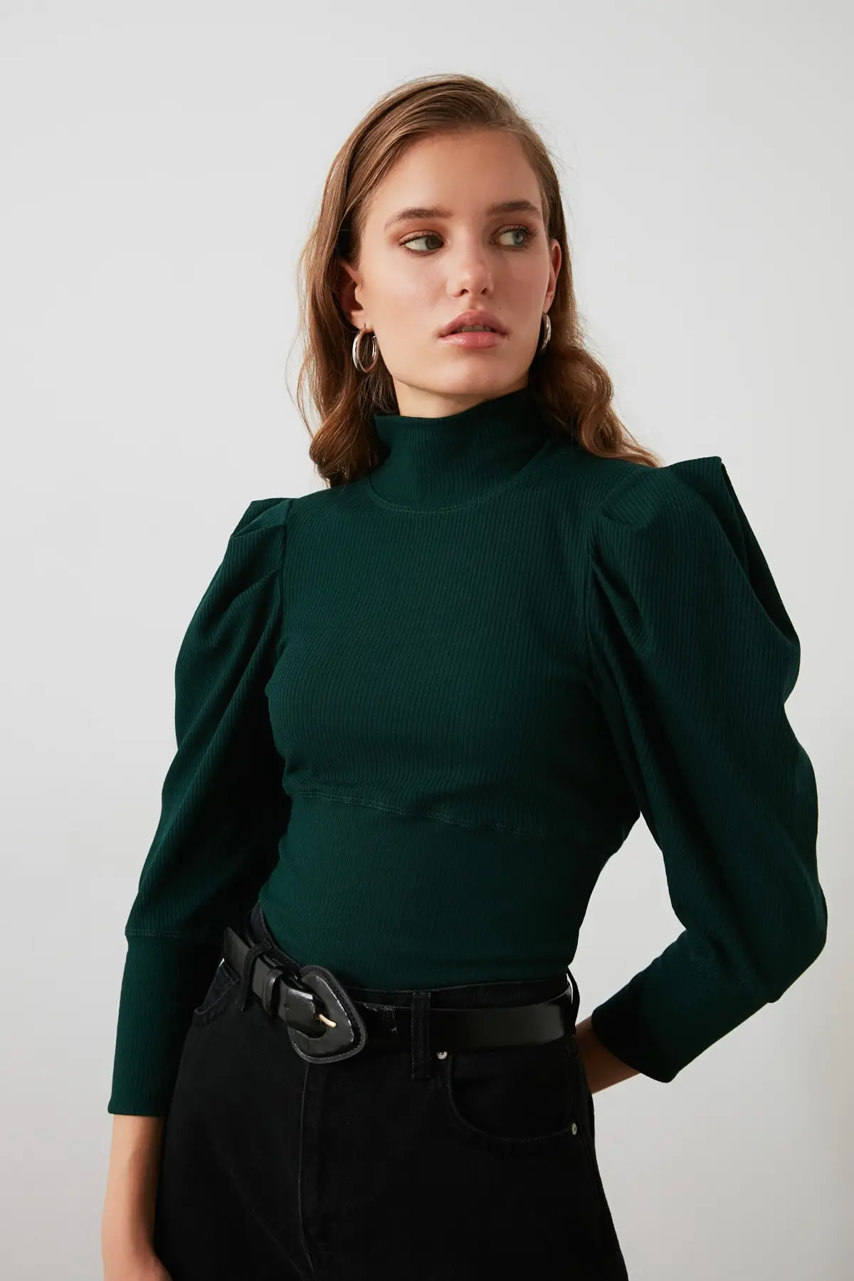 Trendyol Cinnamon Shir детальная трикотажная блузка TWOAW20BZ0274 | Женская одежда