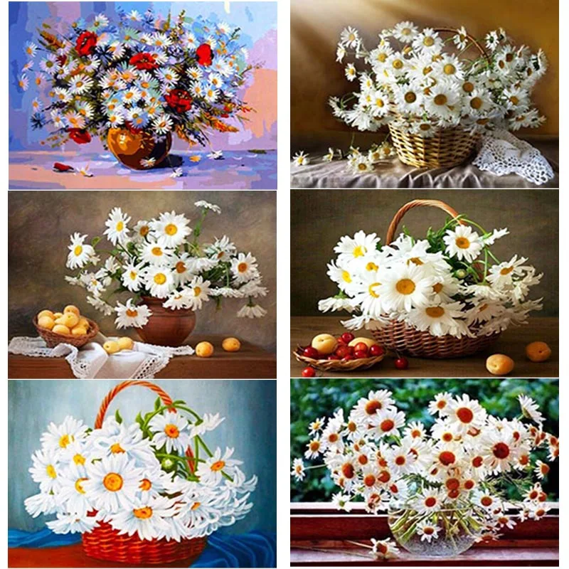 

New 5D DIY Diamond Painting Crafts Gift Small Daisy Flower Diamond Embroidery Cross Stitch Full Square Round Drill Home Decor