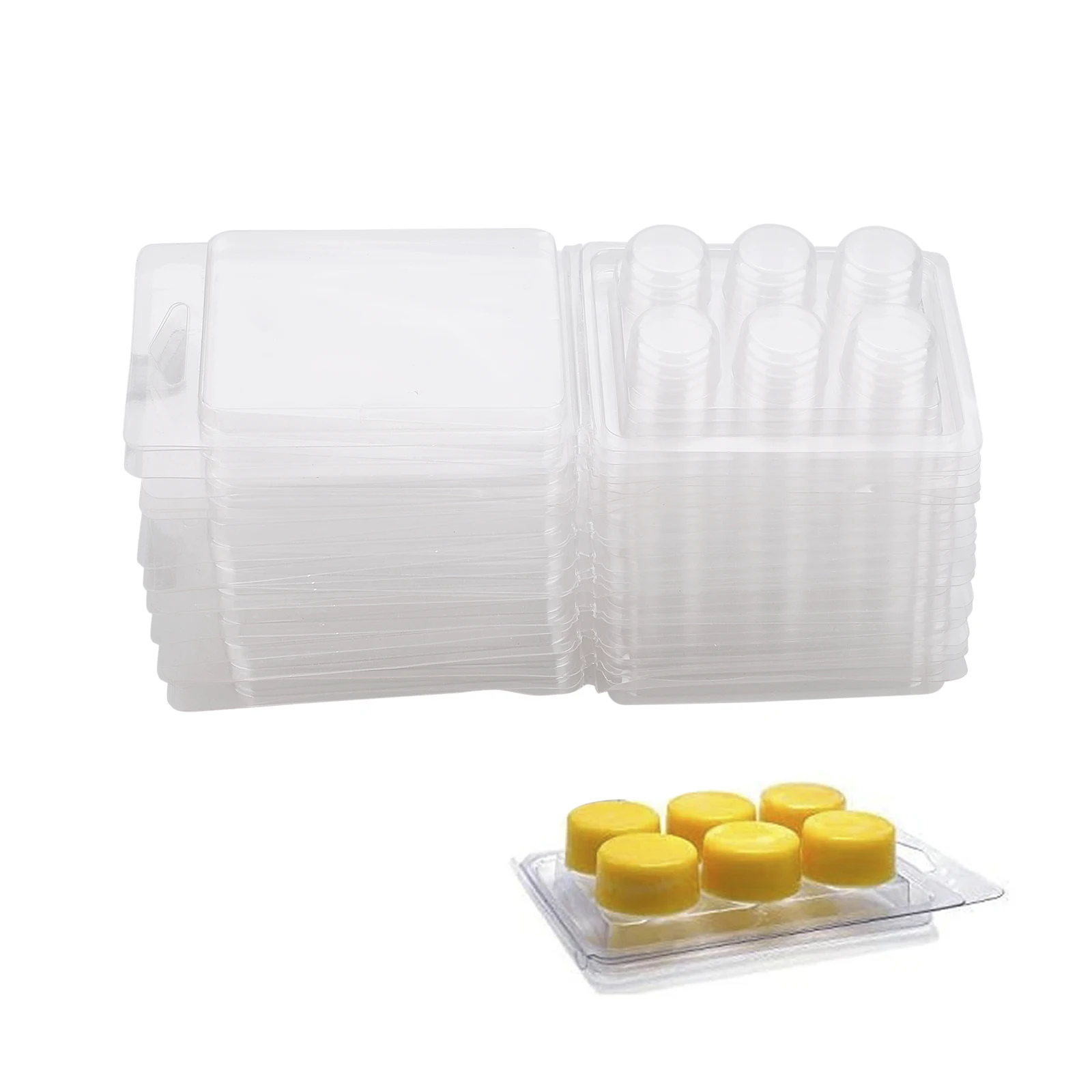 

Wax Melt Clamshells Candle Molds 6 Cavity Clear Plastic Cube Tray For Candle-making
