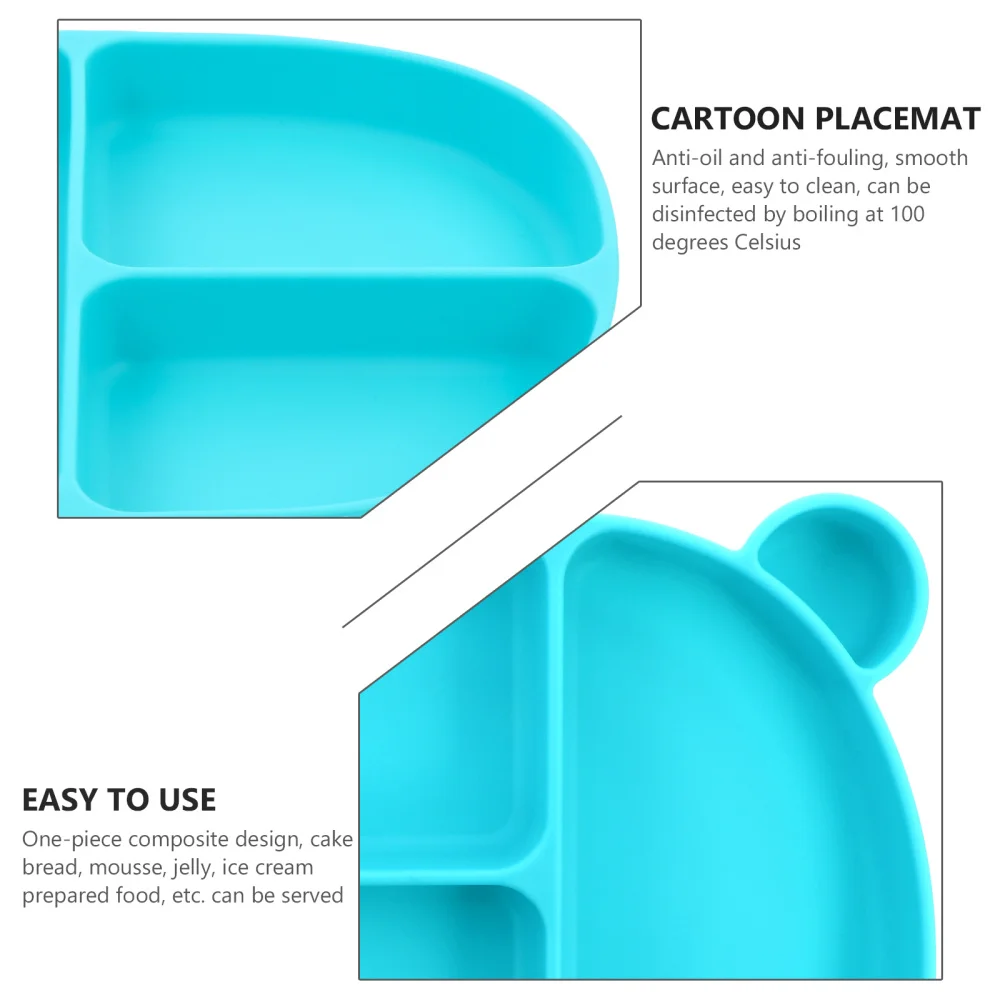 

1pc One-piece Bear Shaped Silicone Dinner Plate with Suction Cup for Baby Infant