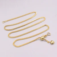 au750 pure 18k yellow gold necklace lucky 1 2mm width wheat chain adjustable necklace 4 5g 18inch for women gift