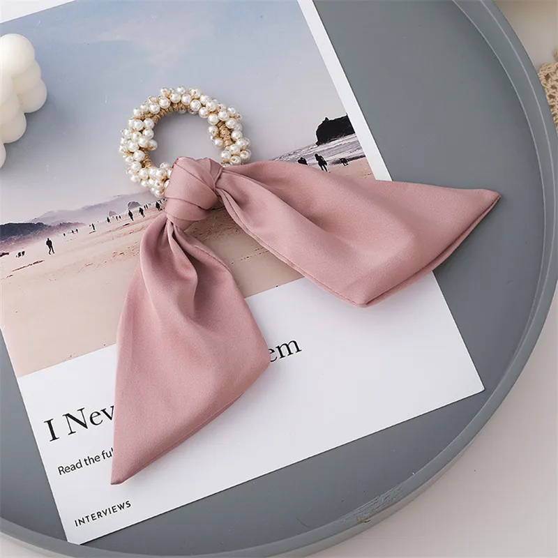 

Korean Solid Color Elastic Hair Bands for Women Girls Bow Scrunchies Headband Hair Ties Ponytail Holder 2021 Hair Accessories